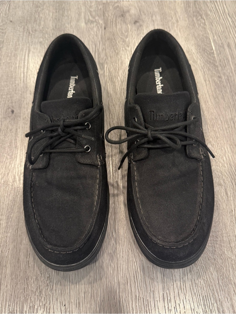 EUC Men's Timberland Black Canvas/Suede  Boat Shoes